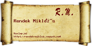 Rendek Miklós névjegykártya