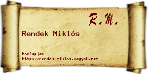 Rendek Miklós névjegykártya